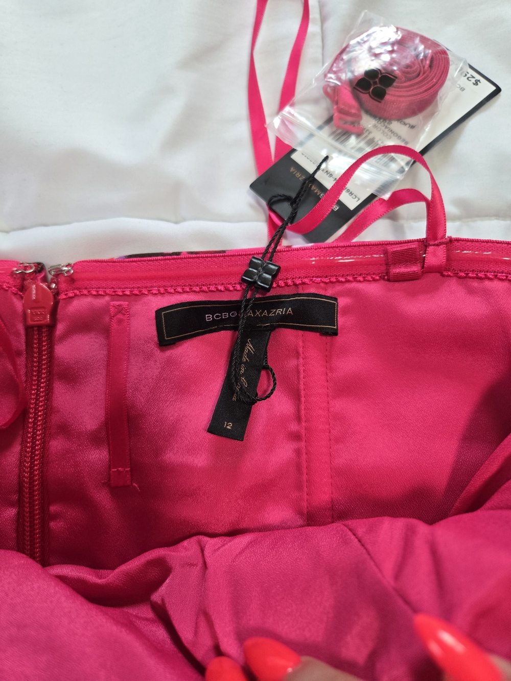 BCBGMaxAzria Hot Pink Floral Strapless Dress - Picture 12 of 14